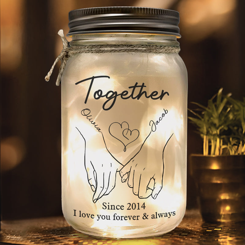 Je t'aimerai toujours jusqu'à mon dernier souffle - Lampe personnalisée en pot Mason pour couple - Cadeau pour mari et femme, anniversaire