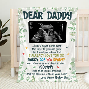 Couverture personnalisée pour bébé avec photo « Je t'aime », de la part de ton petit ventre ! Cadeau de naissance, cadeau pour papa