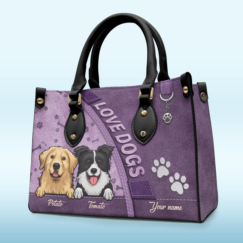 Les chiens nous rendent la vie meilleure ! Sac à main en cuir personnalisé pour chien et chat ! Cadeau pour propriétaires et amoureux des animaux.