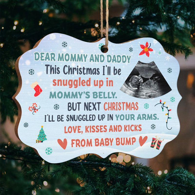 Photo personnalisée Chers parents - Ornement personnalisé familial - Forme Benelux en bois - Cadeau de Noël pour la première maman