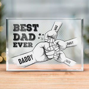 Meilleur papa de tous les temps - Plaque rectangulaire en acrylique personnalisée pour la famille - Cadeau de fête des pères et d'anniversaire pour papa