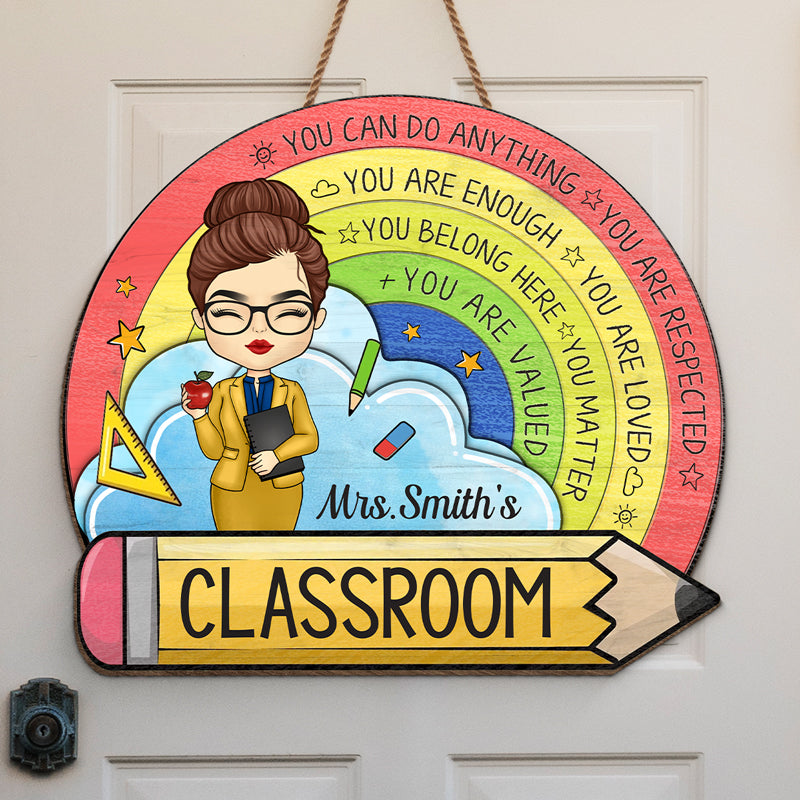 Vous êtes apprécié - Panneau en bois personnalisé pour enseignant - Cadeau de pendaison de crémaillère pour enseignant, retour à l'école