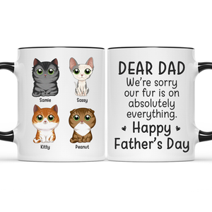 Désolé, notre fourrure est partout - Mug personnalisé avec accents pour chat - Fête des pères, cadeau pour les propriétaires d'animaux et les amoureux des animaux