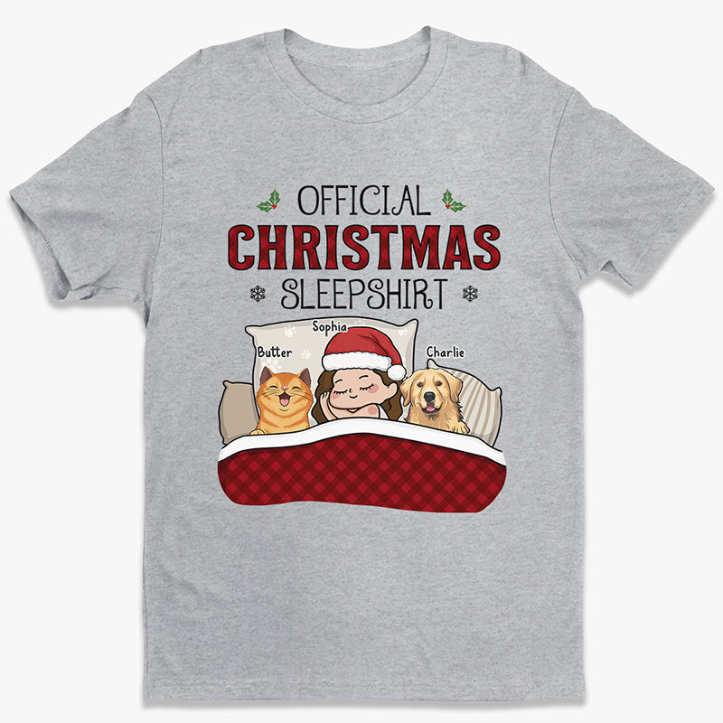 Chemise de nuit officielle de Noël - T-shirt unisexe personnalisé pour chien et chat, sweat à capuche, sweat-shirt - Cadeau de Noël pour propriétaires et amoureux des animaux