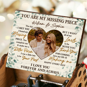 3.7" Custom Photo You Are My Missing Piece - Couple Personalized Custom Music Box - Gift For Husband Wife, Anniversary