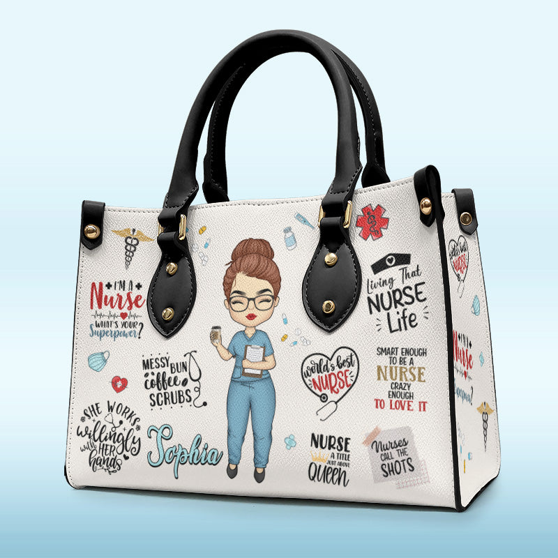 Vous êtes nos anges en tenue d'infirmière - Sac à main en cuir personnalisé pour infirmière - Cadeau d'appréciation, de remerciement, de vie d'infirmière, de vie de médecin