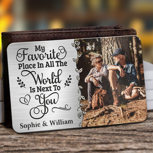 Carte portefeuille personnalisée en aluminium avec photo « Mon cœur est partout où tu es » pour couple, cadeau pour mari et femme, anniversaire