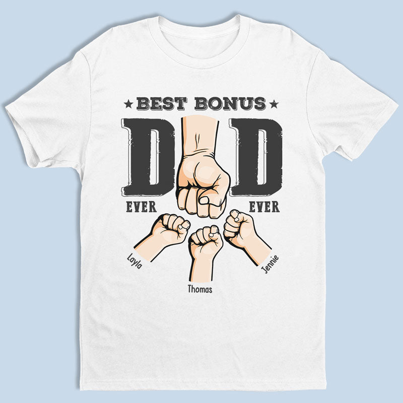 Meilleur papa bonus de tous les temps - T-shirt, sweat à capuche, sweat-shirt unisexe personnalisé pour la famille - Cadeau de fête des pères et d'anniversaire pour papa