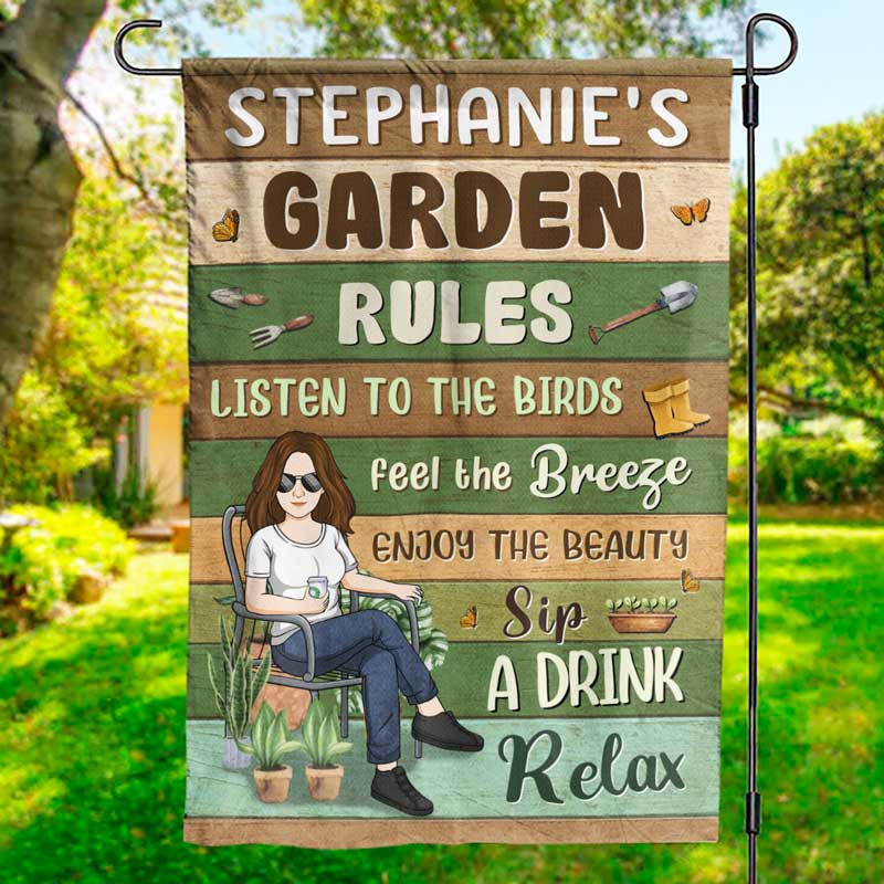 Règles de jardinage pour vous - Drapeau de jardin personnalisé - Cadeaux pour les amateurs de jardinage
