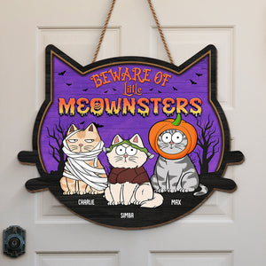 Attention aux petits miaoussards mignons ! Panneau en bois personnalisé en forme de chat, décoration d'intérieur ! Cadeau d'Halloween pour les propriétaires et les amoureux des animaux.