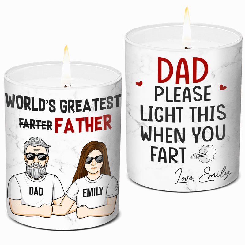 Dad, Please Light This - Family Personalized Custom Smokeless Scented Candle - Father's Day, Birthday Gift For Dad