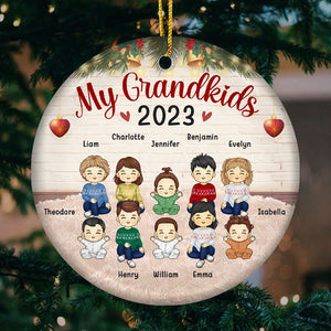 My Grandkids Are My Favorite - Family Personalized Custom Ornament - Ceramic Round Shaped - Christmas Gift For Family Members
