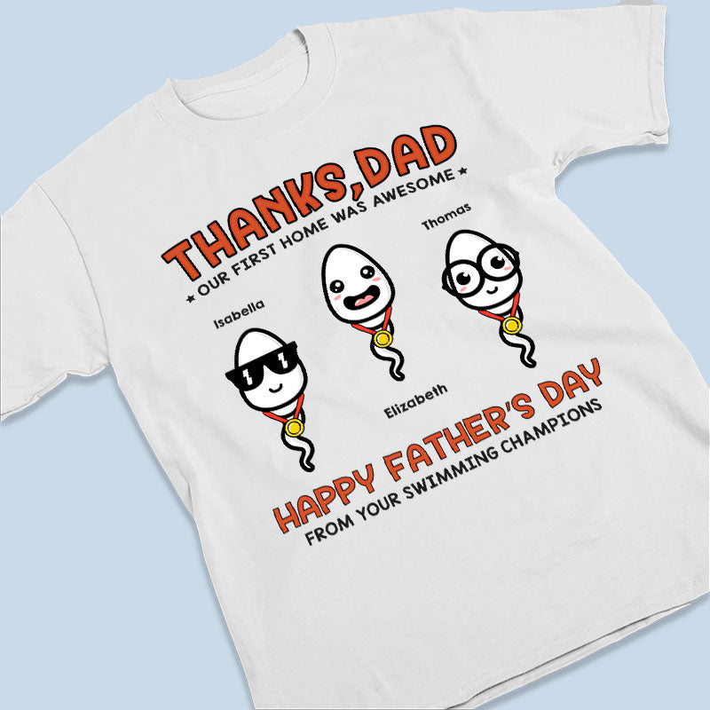 Nous sommes vos champions de natation - T-shirt unisexe personnalisé, sweat à capuche, sweat-shirt - Cadeau de fête des pères, d'anniversaire pour papa