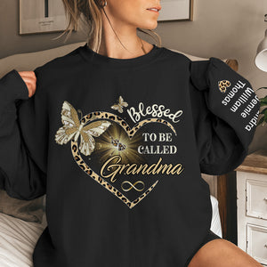 Béni d'être appelé grand-mère - Sweat-shirt unisexe personnalisé avec motif sur la manche - Cadeau de Noël pour maman et grand-mère