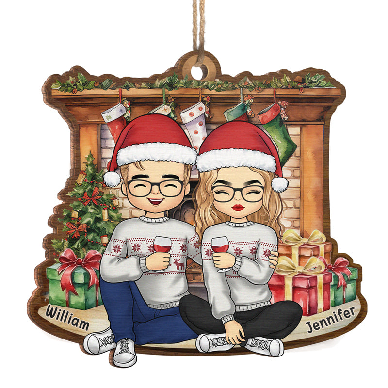 Le meilleur cadeau est enveloppé dans mes bras - Ornement personnalisé pour couple - Forme en bois personnalisée - Cadeau de Noël pour mari et femme, anniversaire