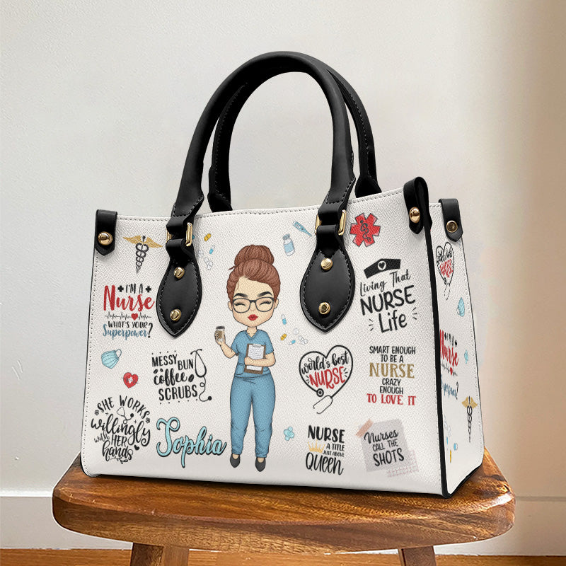 Vous êtes nos anges en tenue d'infirmière - Sac à main en cuir personnalisé pour infirmière - Cadeau d'appréciation, de remerciement, de vie d'infirmière, de vie de médecin