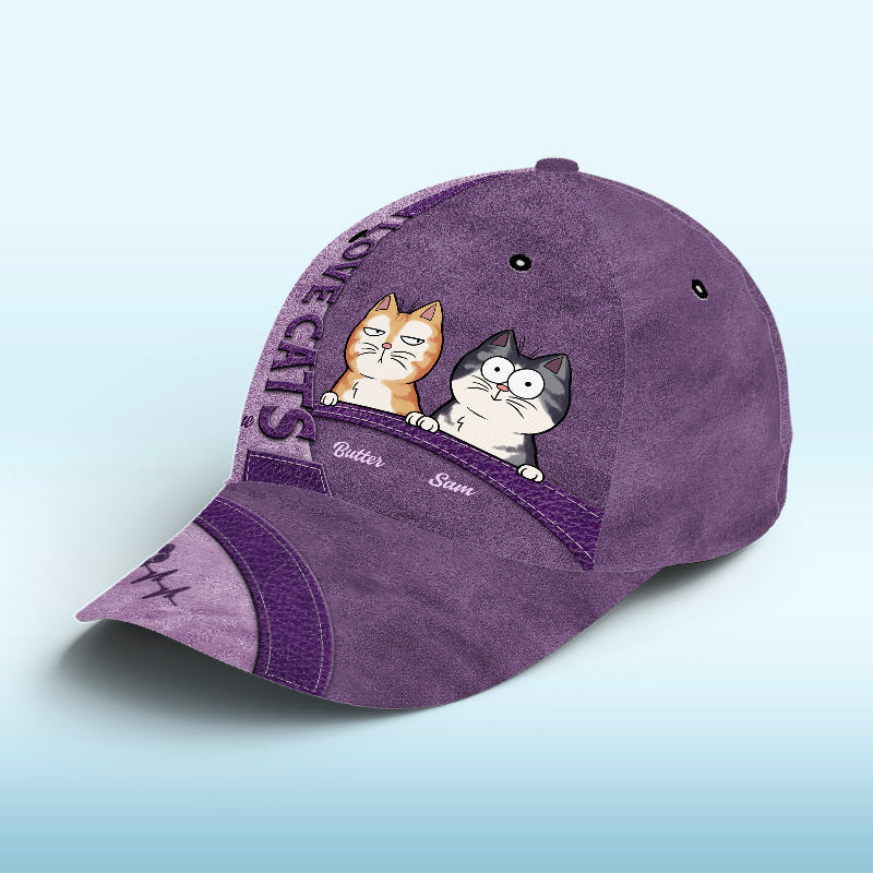 Keep Calm And Love Cats Black - Casquette personnalisée pour chat, imprimé intégral, classique - Nouveauté, cadeau pour propriétaires et amoureux des animaux