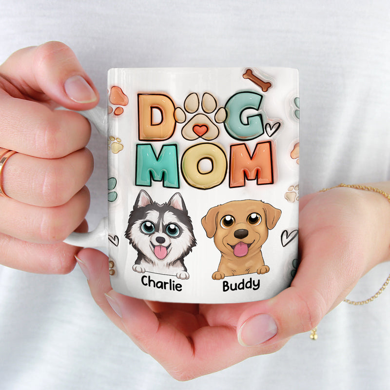 Le bonheur est un chiot chaleureux pendant la période de Noël - Mug personnalisé avec effet gonflable 3D imprimé chien - Cadeau de Noël pour les propriétaires d'animaux et les amoureux des animaux