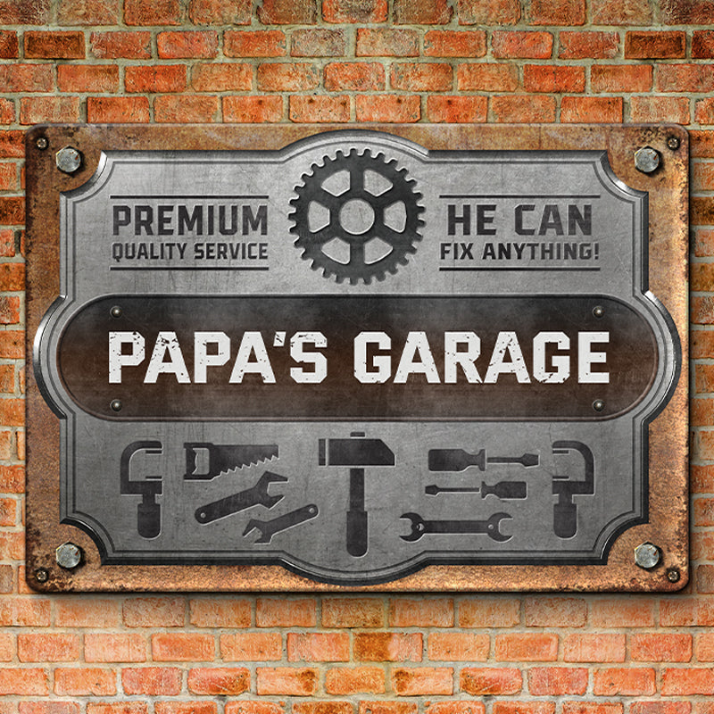 Mon papa peut tout réparer - Plaque en métal personnalisée pour la décoration intérieure - Cadeau de fête des pères, de pendaison de crémaillère pour papa