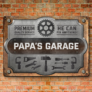 Mon papa peut tout réparer - Plaque en métal personnalisée pour la décoration intérieure - Cadeau de fête des pères, de pendaison de crémaillère pour papa
