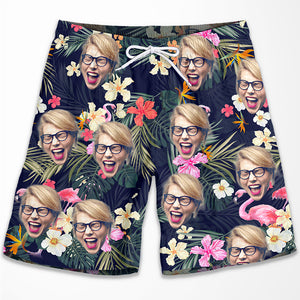Short de plage personnalisé avec photo d'île tropicale - Cadeau pour couple