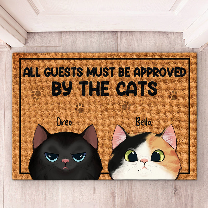 Tous les invités doivent être approuvés - Tapis décoratif personnalisé pour chat - Cadeau pour propriétaires d'animaux et amoureux des animaux