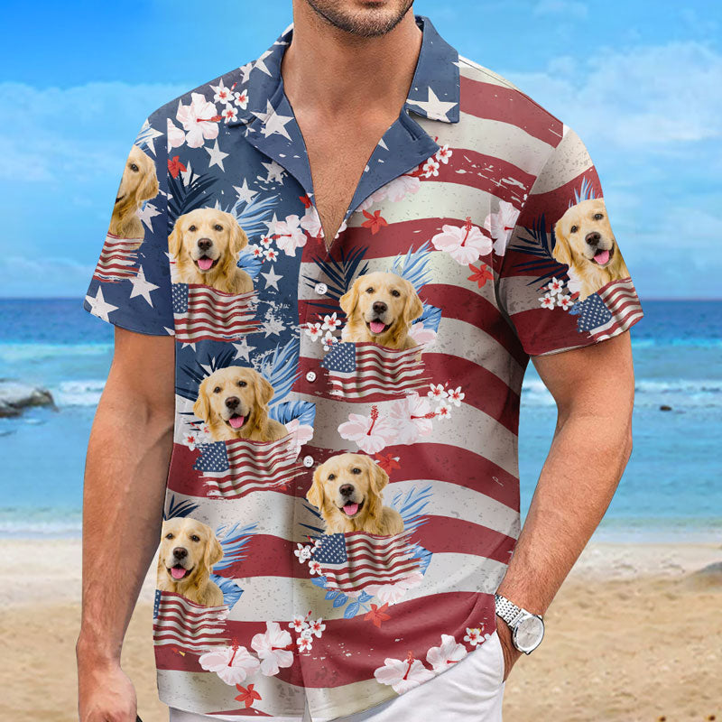 T-shirt hawaïen tropical unisexe personnalisé avec photo « J'ai besoin de vitamines » pour chien et chat, motif patriotique, motif tropical, pour les vacances d'été, pour les propriétaires d'animaux et les amoureux des animaux.