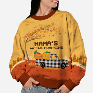 Les petites citrouilles de grand-mère - Sweat-shirt moche personnalisé pour la famille - Pull en laine unisexe - Cadeau d'automne pour grand-mère
