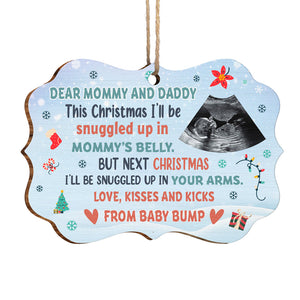 Photo personnalisée Chers parents - Ornement personnalisé familial - Forme Benelux en bois - Cadeau de Noël pour la première maman