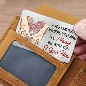 Tenez-vous la main, où que vous soyez - Carte portefeuille personnalisée en aluminium pour couple - Cadeau pour mari et femme