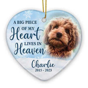 Photo personnalisée pour toujours dans nos cœurs - Ornement commémoratif personnalisé en forme de cœur en céramique - Cadeau de Noël, cadeau de condoléances pour les propriétaires d'animaux et les amoureux des animaux