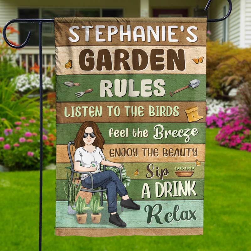 Règles de jardinage pour vous - Drapeau de jardin personnalisé - Cadeaux pour les amateurs de jardinage