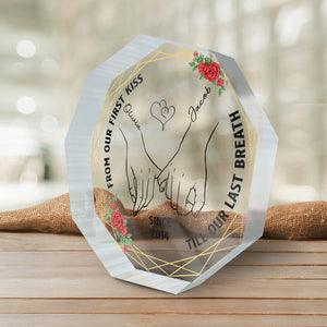 Depuis notre premier baiser - Plaque acrylique personnalisée en forme de nonagone pour couple - Cadeau pour mari et femme, anniversaire
