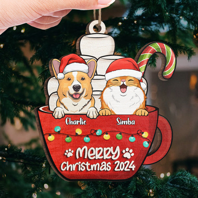 Joyeuses fêtes ! Décoration personnalisée pour chien et chat - Bois de forme unique - Cadeau de Noël pour les propriétaires et les amoureux des animaux.