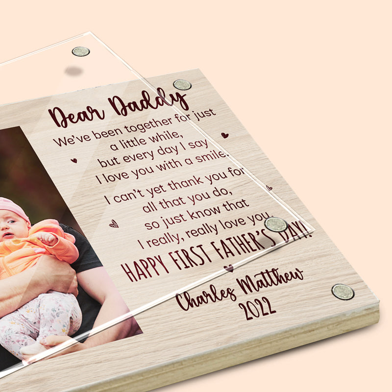 Je t'aime vraiment, vraiment - Cadre photo magnétique personnalisé en acrylique pour la famille - Cadeau de fête des pères, d'anniversaire pour papa
