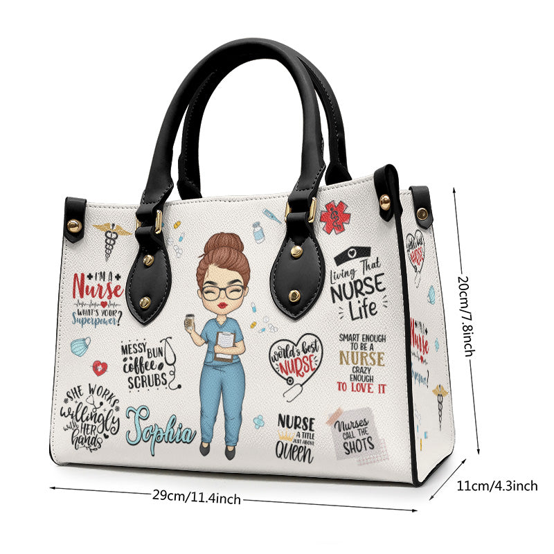 Vous êtes nos anges en tenue d'infirmière - Sac à main en cuir personnalisé pour infirmière - Cadeau d'appréciation, de remerciement, de vie d'infirmière, de vie de médecin