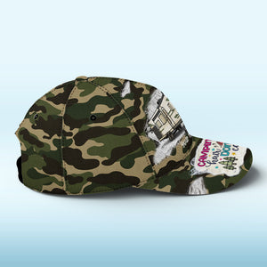 Le camping est ma thérapie préférée ! Casquette de camping personnalisée, imprimé intégral, cadeau pour les amateurs de camping.