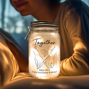 Je t'aimerai toujours jusqu'à mon dernier souffle - Lampe personnalisée en pot Mason pour couple - Cadeau pour mari et femme, anniversaire