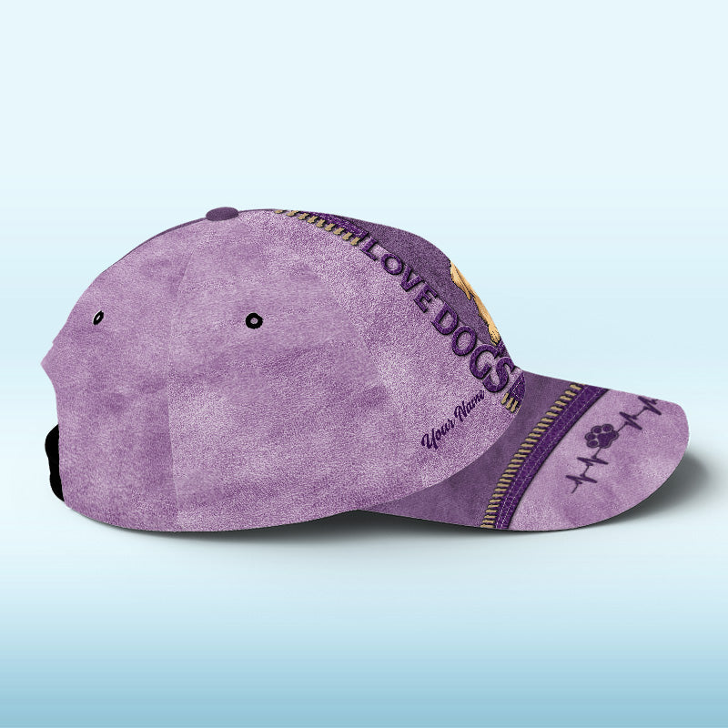 Casquette personnalisée, casquette classique à imprimé intégral – Cadeaux d'anniversaire personnalisés pour les amoureux des chiens et des chats, les papas et les mamans de chiens, les propriétaires de chats – J'aime les chiens plus que les humains