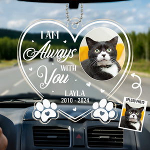 Photo personnalisée « Pour toujours dans mon cœur » – Ornement de voiture personnalisé en acrylique – Cadeau de condoléances pour les propriétaires et les amoureux des animaux