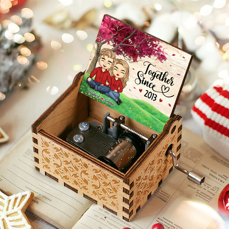 3.7" Custom Photo Love You Till We're Old And Gray - Couple Personalized Custom Music Box - Gift For Husband Wife, Anniversary