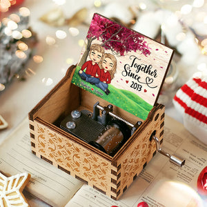 3.7" Custom Photo Love You Till We're Old And Gray - Couple Personalized Custom Music Box - Gift For Husband Wife, Anniversary