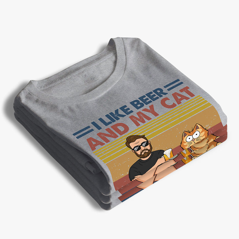 J'aime la bière et mes chats - T-shirt unisexe personnalisé, sweat à capuche, cadeau pour les propriétaires et les amoureux des animaux