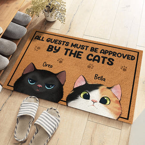 Tous les invités doivent être approuvés - Tapis décoratif personnalisé pour chat - Cadeau pour propriétaires d'animaux et amoureux des animaux