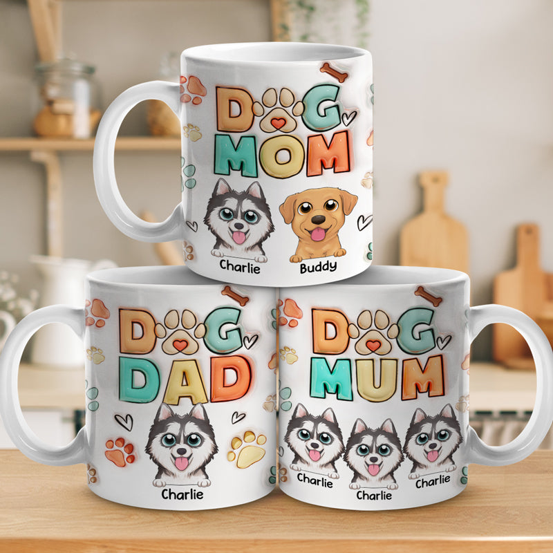 Le bonheur est un chiot chaleureux pendant la période de Noël - Mug personnalisé avec effet gonflable 3D imprimé chien - Cadeau de Noël pour les propriétaires d'animaux et les amoureux des animaux