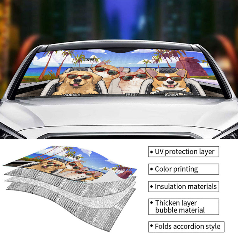Let's Go My Stupid Heart - Pare-soleil personnalisé pour pare-brise de voiture, protection de fenêtre de voiture - Cadeau pour propriétaires d'animaux et amoureux des animaux