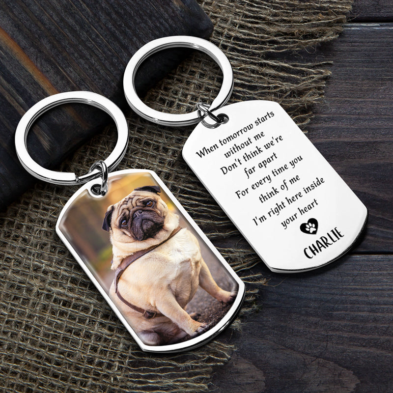 Porte-clés photo personnalisé « Forever My Furry Angel » - Cadeau de condoléances pour les propriétaires et les amoureux des animaux