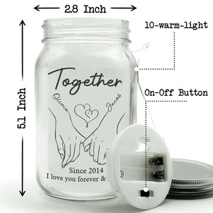 Je t'aimerai toujours jusqu'à mon dernier souffle - Lampe personnalisée en pot Mason pour couple - Cadeau pour mari et femme, anniversaire