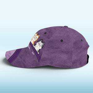 Keep Calm And Love Cats Black - Casquette personnalisée pour chat, imprimé intégral, classique - Nouveauté, cadeau pour propriétaires et amoureux des animaux