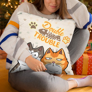 Coussin personnalisé pour chat « Trouble Makers » – Cadeau pour propriétaires et amoureux des animaux